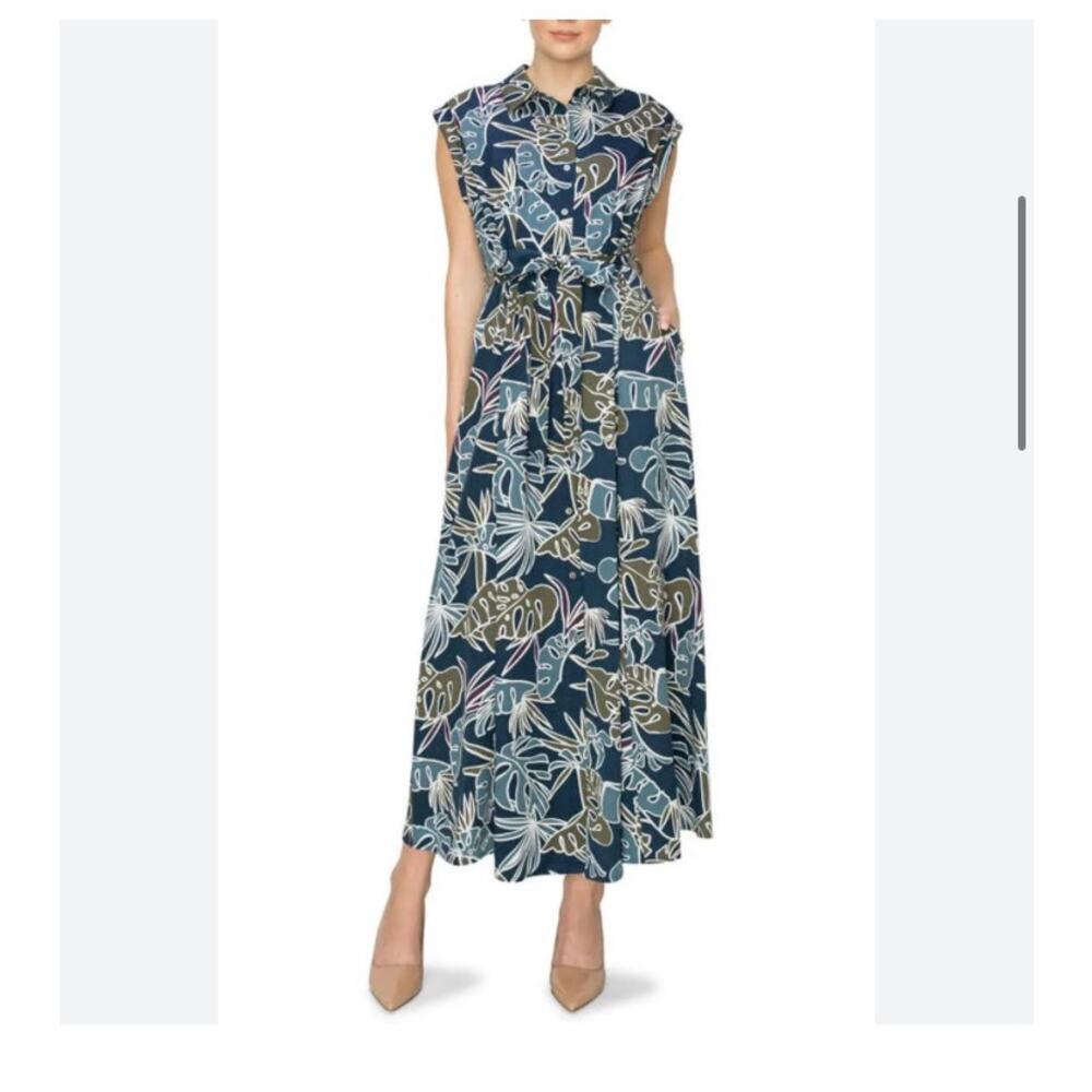 Melloday Abstract Floral Button Up Shirt Dress Size Small - Picture 1 of 6